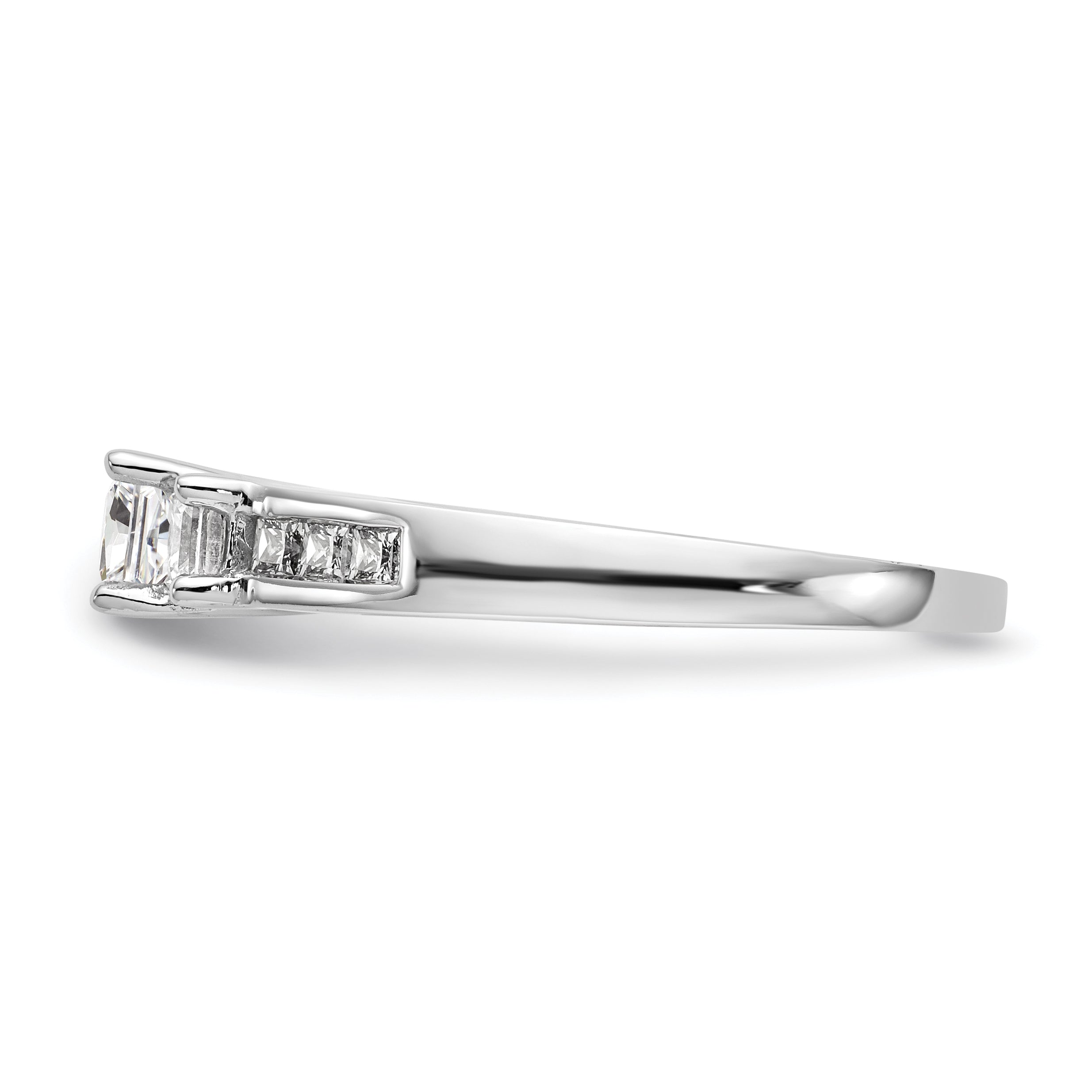 14K White Gold 3 Stone Simulated Diamond Engagement Ring