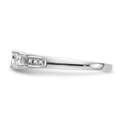 14K White Gold 3 Stone Simulated Diamond Engagement Ring