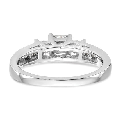 14K White Gold 3 Stone Simulated Diamond Engagement Ring