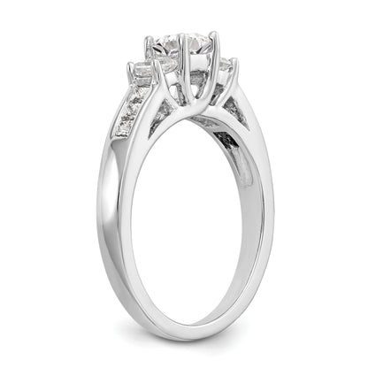 14K White Gold 3 Stone Simulated Diamond Engagement Ring