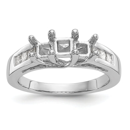 14K White Gold 3 Stone Simulated Diamond Engagement Ring