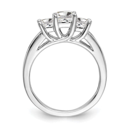 0.75ct. CZ Solid Real 14K White Gold 3-Stone Engagement Ring