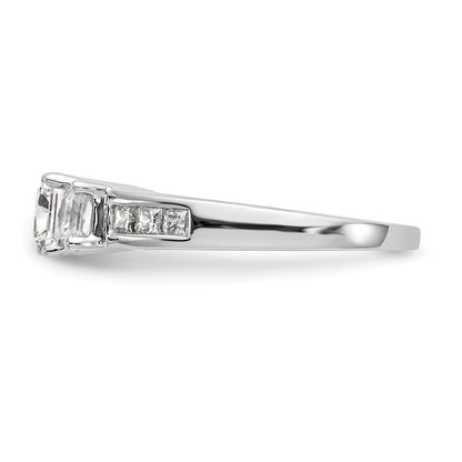 0.75ct. CZ Solid Real 14K White Gold 3-Stone Engagement Ring