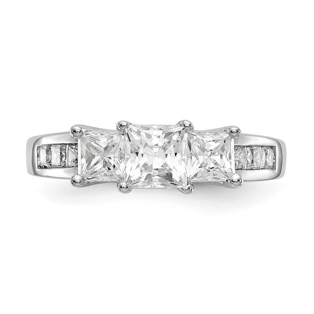 0.75ct. CZ Solid Real 14K White Gold 3-Stone Engagement Ring