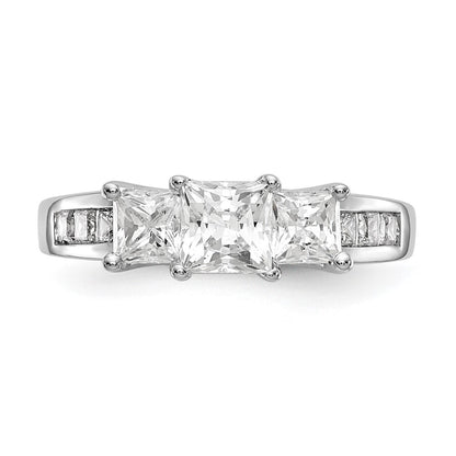 0.75ct. CZ Solid Real 14K White Gold 3-Stone Engagement Ring
