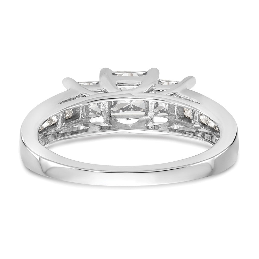 0.75ct. CZ Solid Real 14K White Gold 3-Stone Engagement Ring