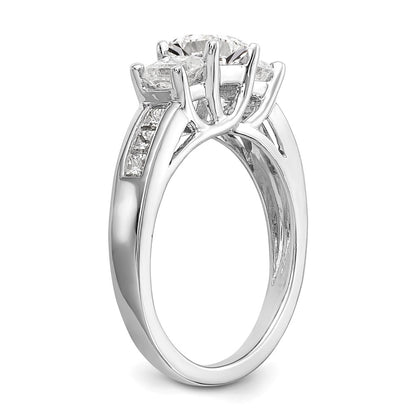 0.75ct. CZ Solid Real 14K White Gold 3-Stone Engagement Ring