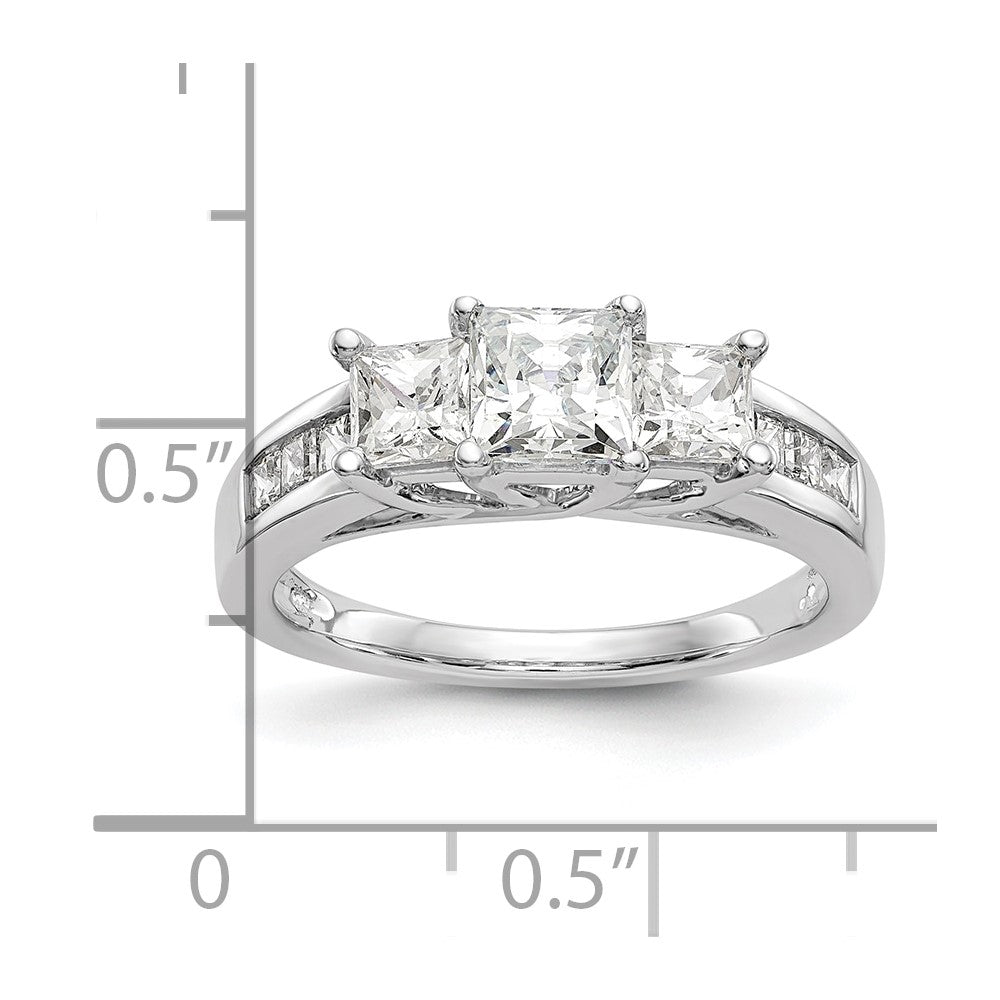 0.75ct. CZ Solid Real 14K White Gold 3-Stone Engagement Ring