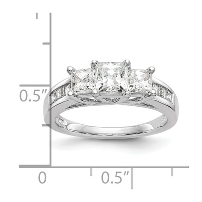 0.75ct. CZ Solid Real 14K White Gold 3-Stone Engagement Ring
