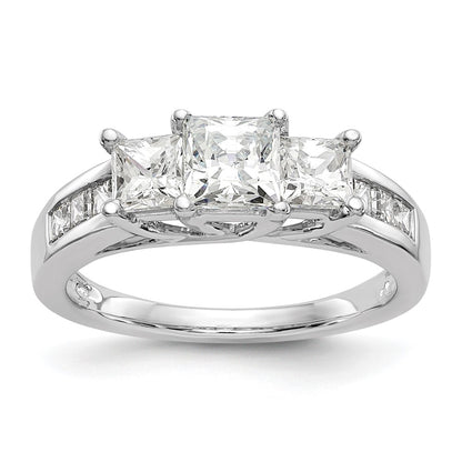 0.75ct. CZ Solid Real 14K White Gold 3-Stone Engagement Ring