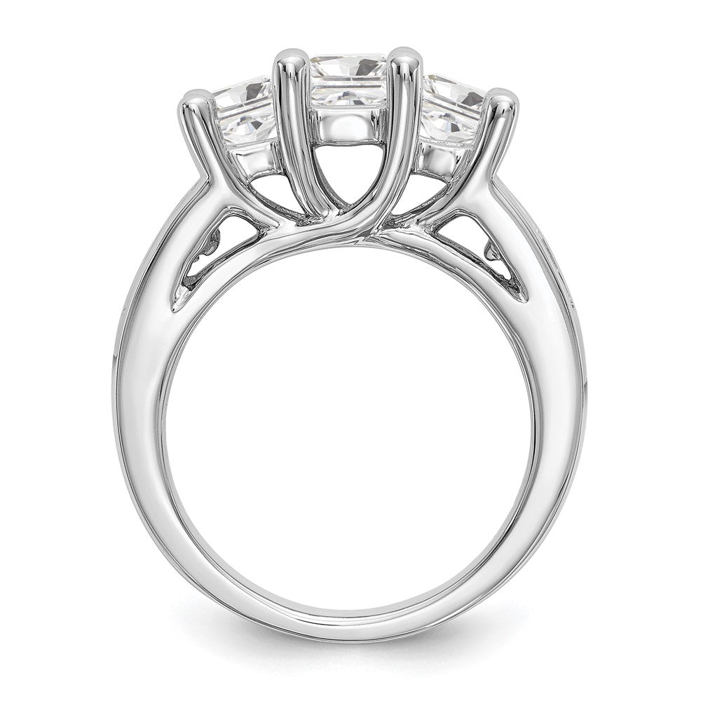 1.00ct. CZ Solid Real 14K White Gold 3-Stone Engagement Ring