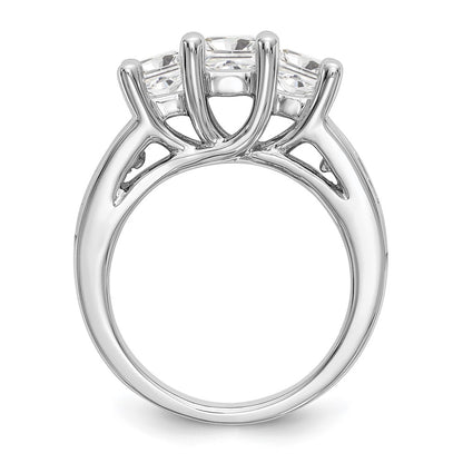 1.00ct. CZ Solid Real 14K White Gold 3-Stone Engagement Ring