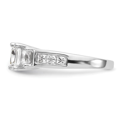 14K White Gold 3 Stone Simulated Diamond Engagement Ring