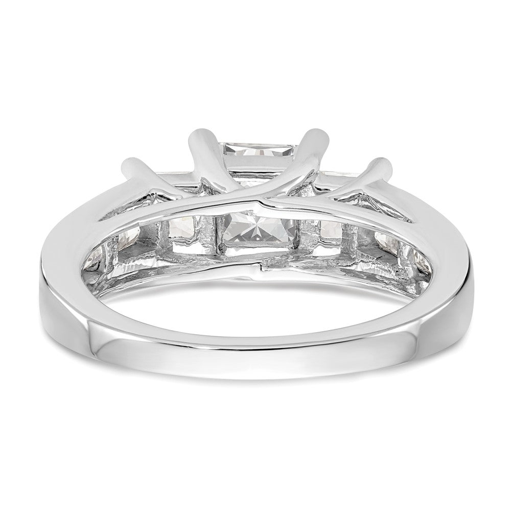 14K White Gold 3 Stone Simulated Diamond Engagement Ring