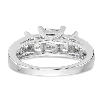 14K White Gold 3 Stone Simulated Diamond Engagement Ring
