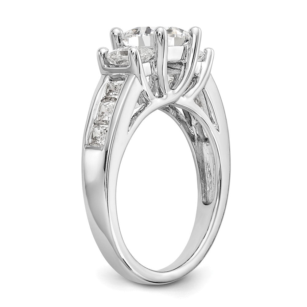 14K White Gold 3 Stone Simulated Diamond Engagement Ring