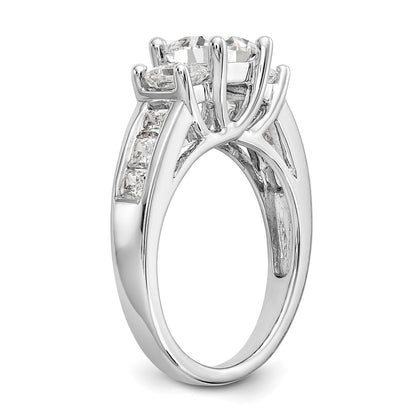 14K White Gold 3 Stone Simulated Diamond Engagement Ring