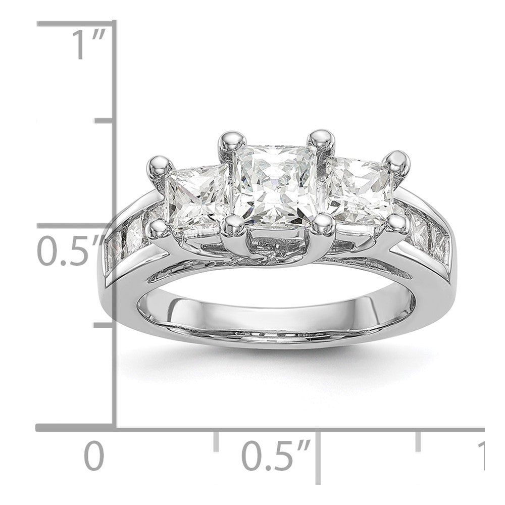 14K White Gold 3 Stone Simulated Diamond Engagement Ring