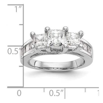 14K White Gold 3 Stone Simulated Diamond Engagement Ring
