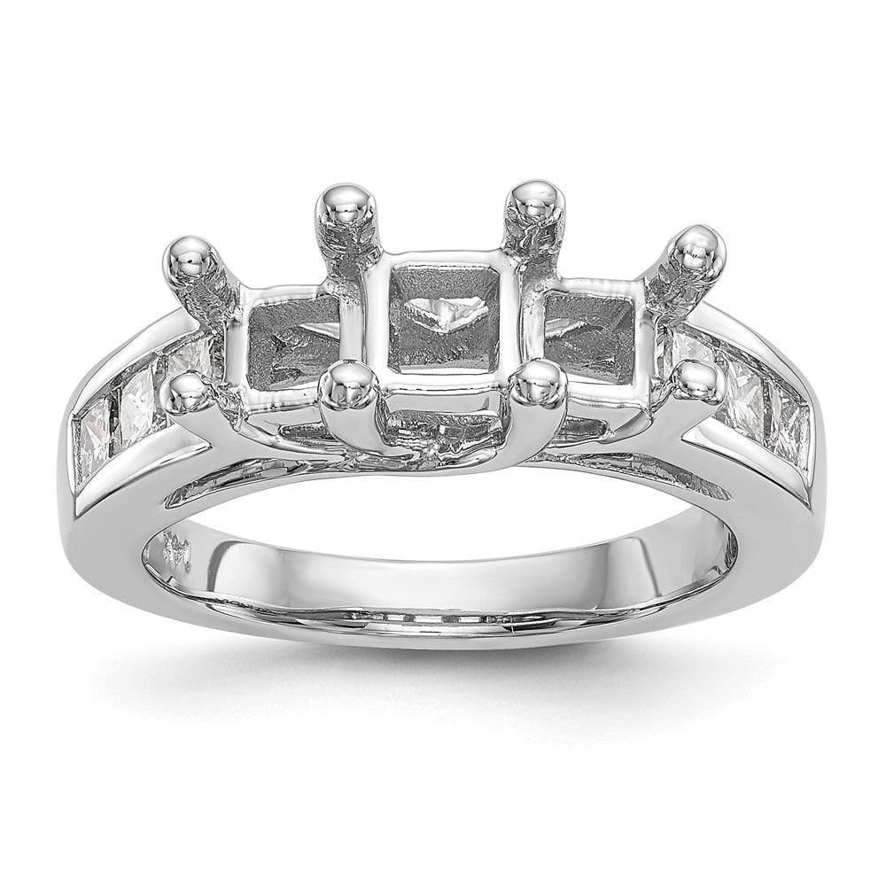 1.00ct. CZ Solid Real 14K White Gold 3-Stone Engagement Ring