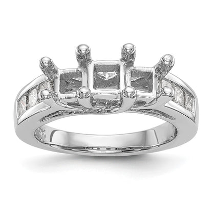 1.00ct. CZ Solid Real 14K White Gold 3-Stone Engagement Ring