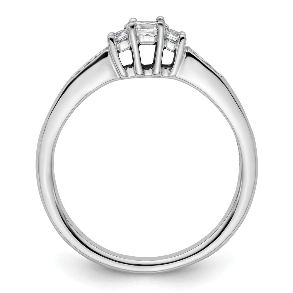 14K White Gold 3 Stone Simulated Diamond Engagement Ring