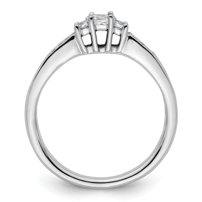 14K White Gold 3 Stone Simulated Diamond Engagement Ring