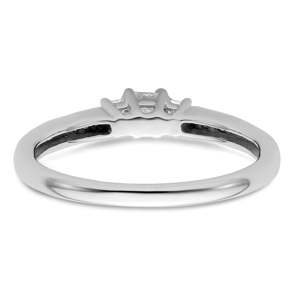 14K White Gold 3 Stone Simulated Diamond Engagement Ring