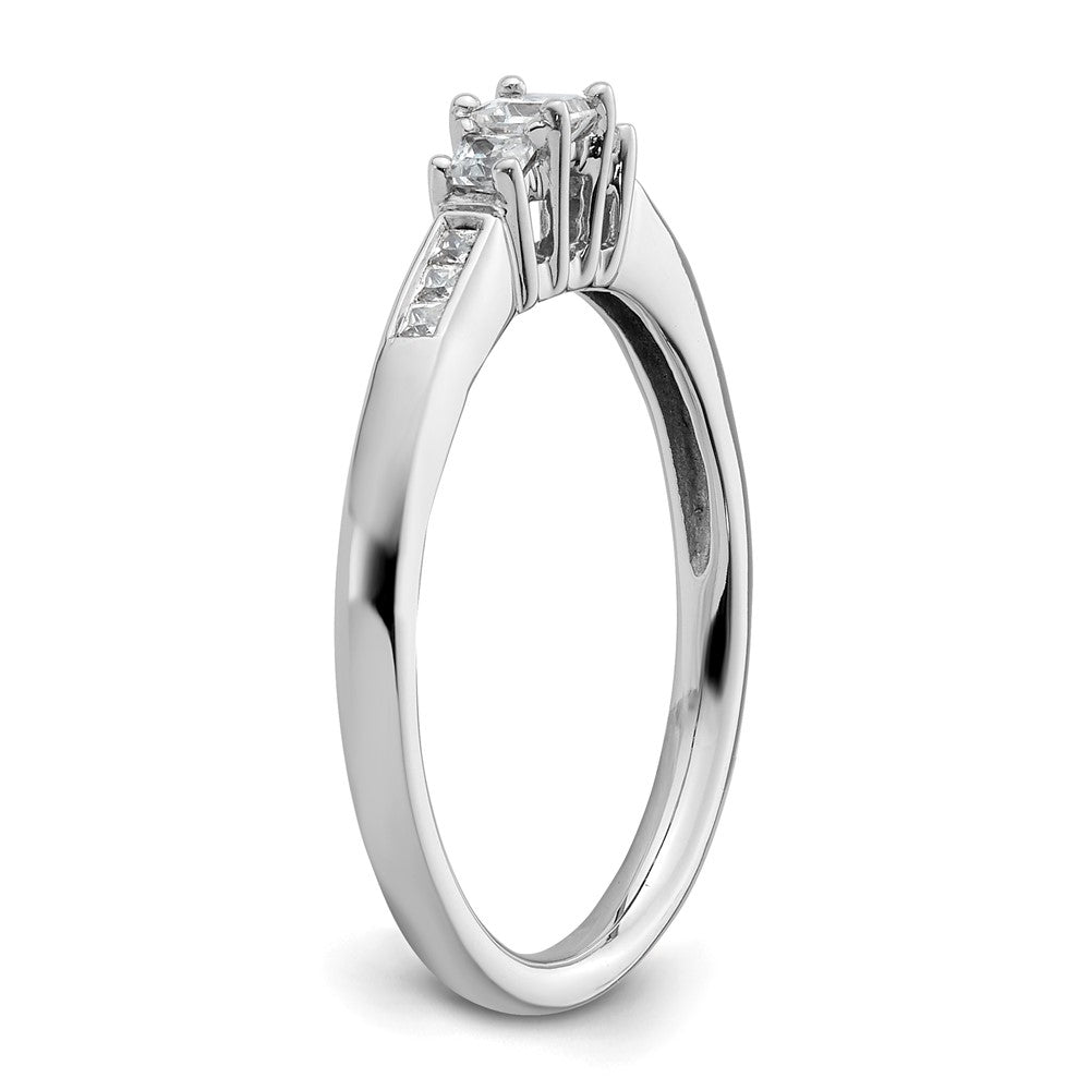 14K White Gold 3 Stone Simulated Diamond Engagement Ring