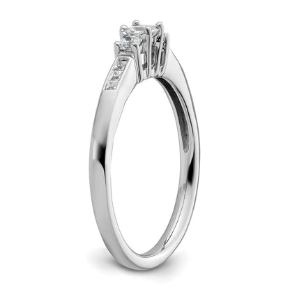 14K White Gold 3 Stone Simulated Diamond Engagement Ring