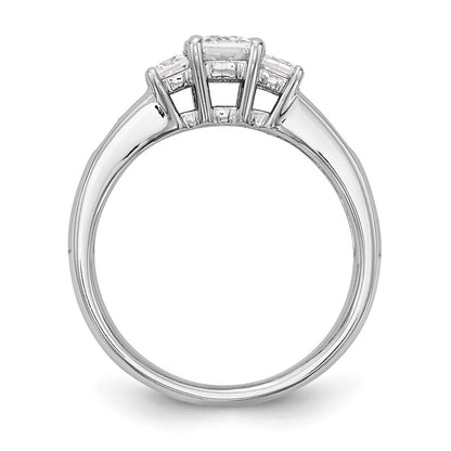 14K White Gold 3 Stone Simulated Diamond Engagement Ring