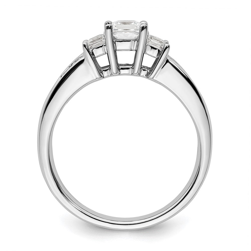 14K White Gold 3 Stone Simulated Diamond Engagement Ring