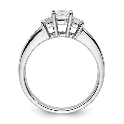 14K White Gold 3 Stone Simulated Diamond Engagement Ring