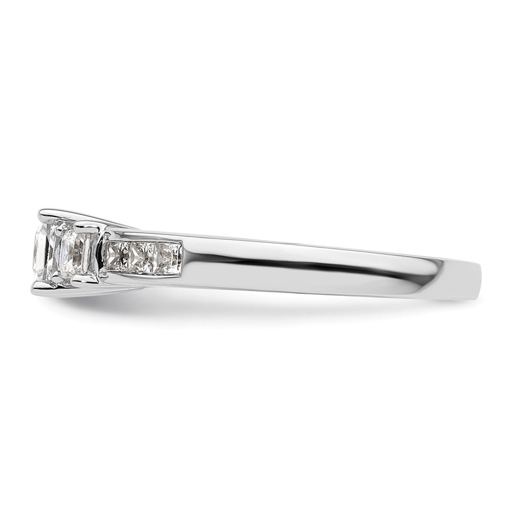 14K White Gold 3 Stone Simulated Diamond Engagement Ring