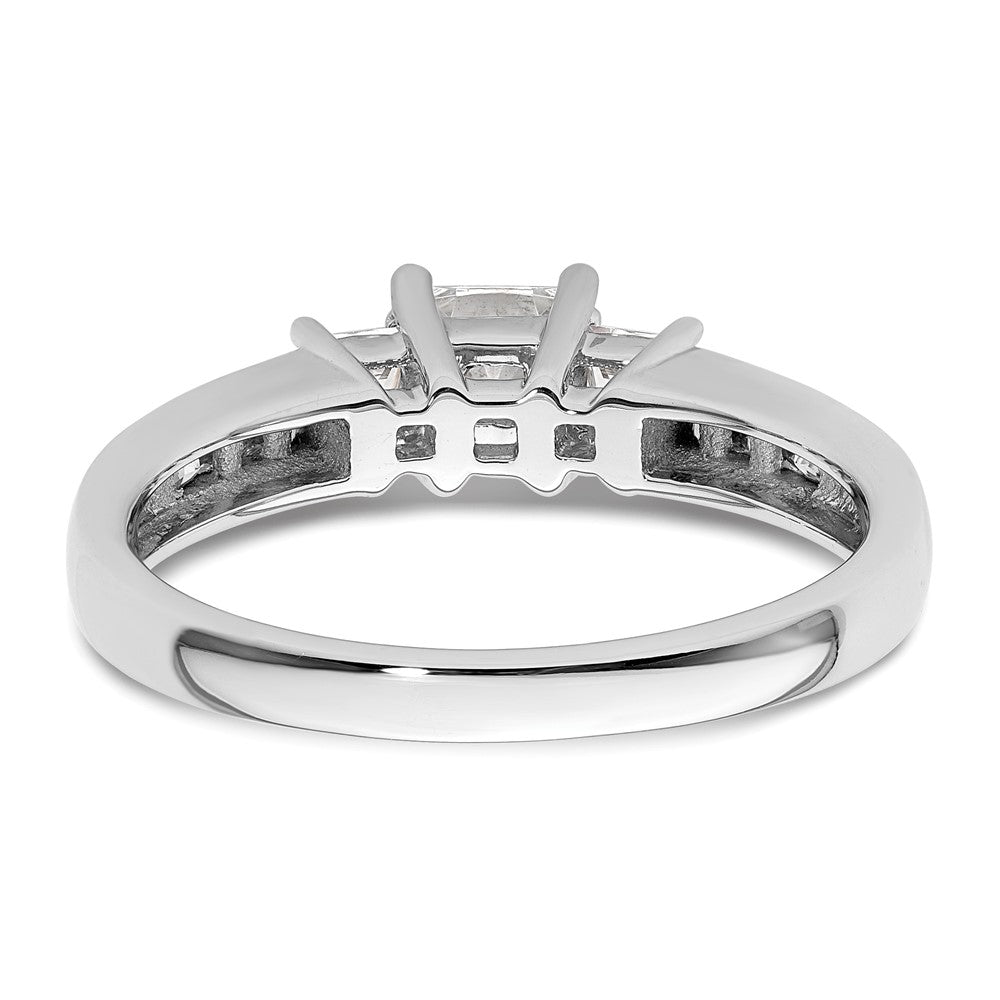 14K White Gold 3 Stone Simulated Diamond Engagement Ring
