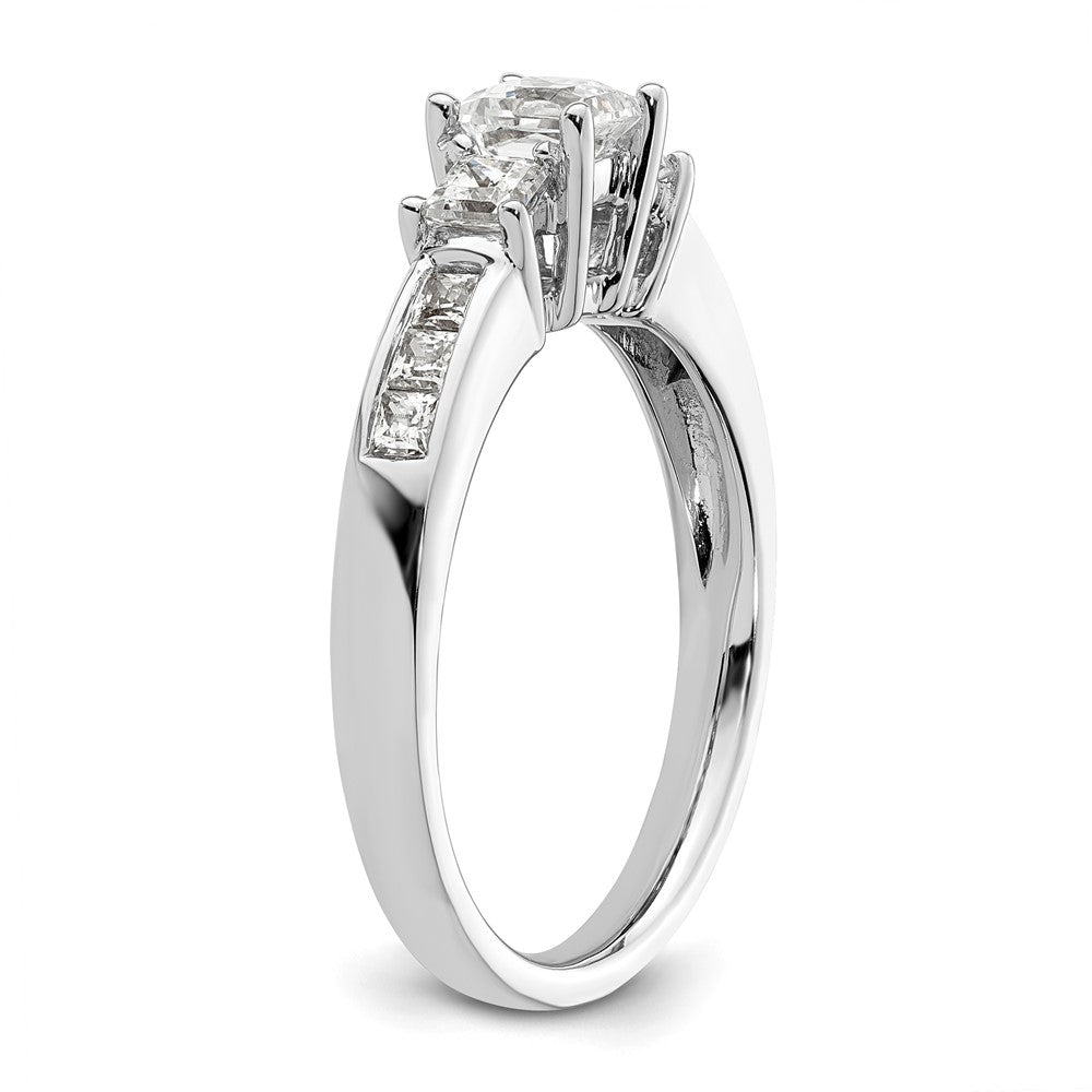 14K White Gold 3 Stone Simulated Diamond Engagement Ring