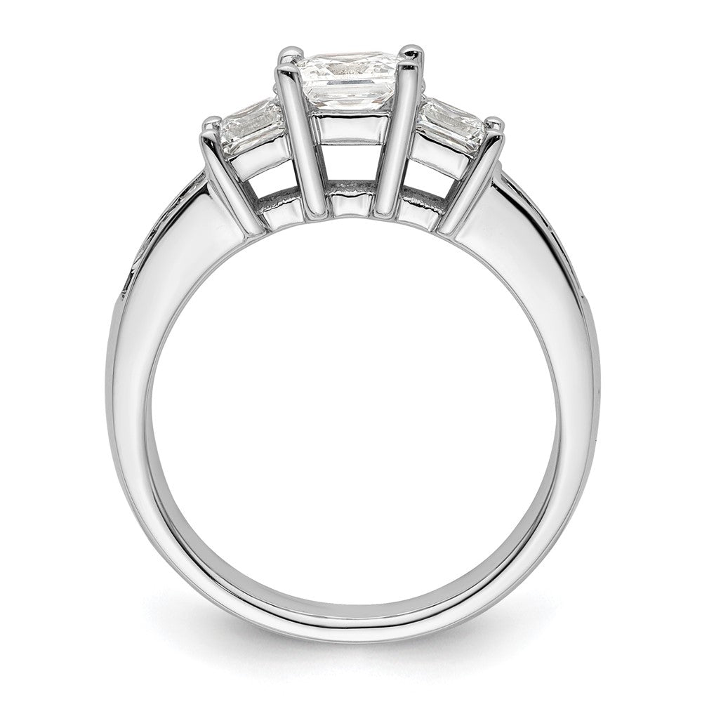 14K White Gold 3 Stone Simulated Diamond Engagement Ring