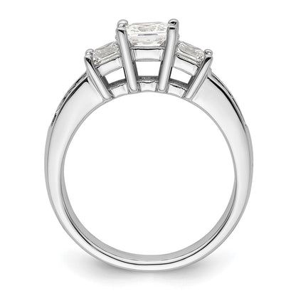 14K White Gold 3 Stone Simulated Diamond Engagement Ring