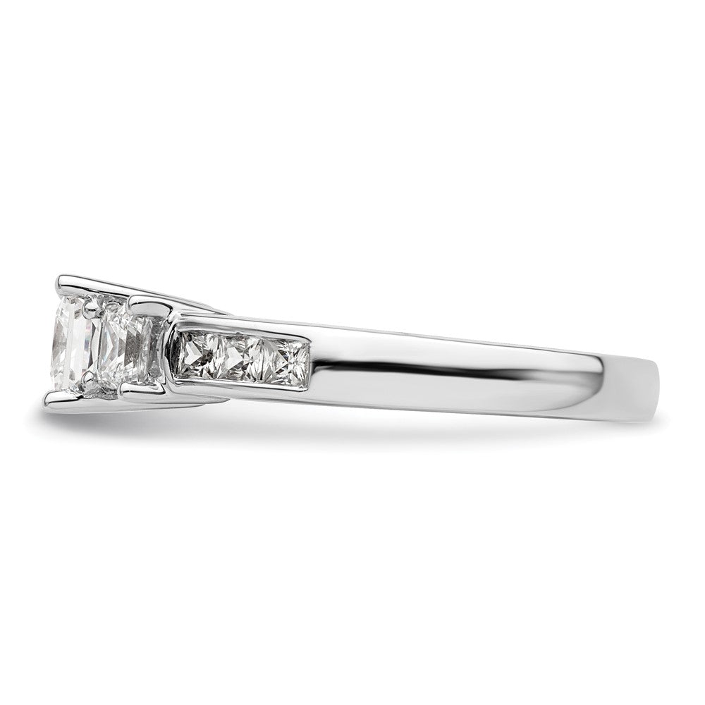 14K White Gold 3 Stone Simulated Diamond Engagement Ring