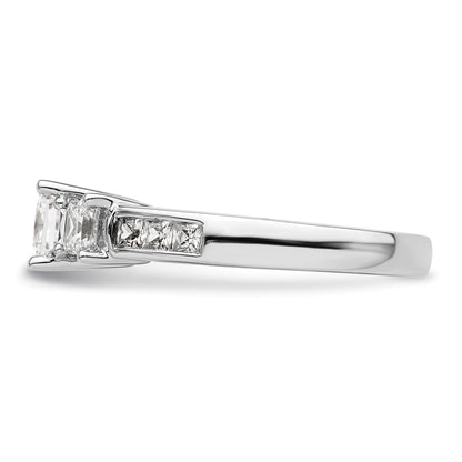 14K White Gold 3 Stone Simulated Diamond Engagement Ring
