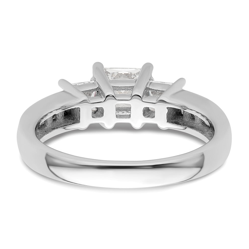 14K White Gold 3 Stone Simulated Diamond Engagement Ring