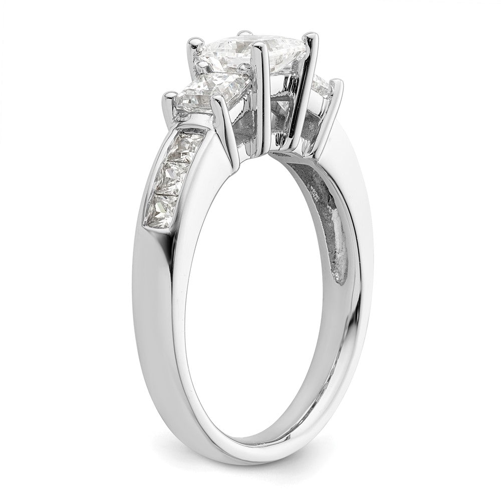 14K White Gold 3 Stone Simulated Diamond Engagement Ring
