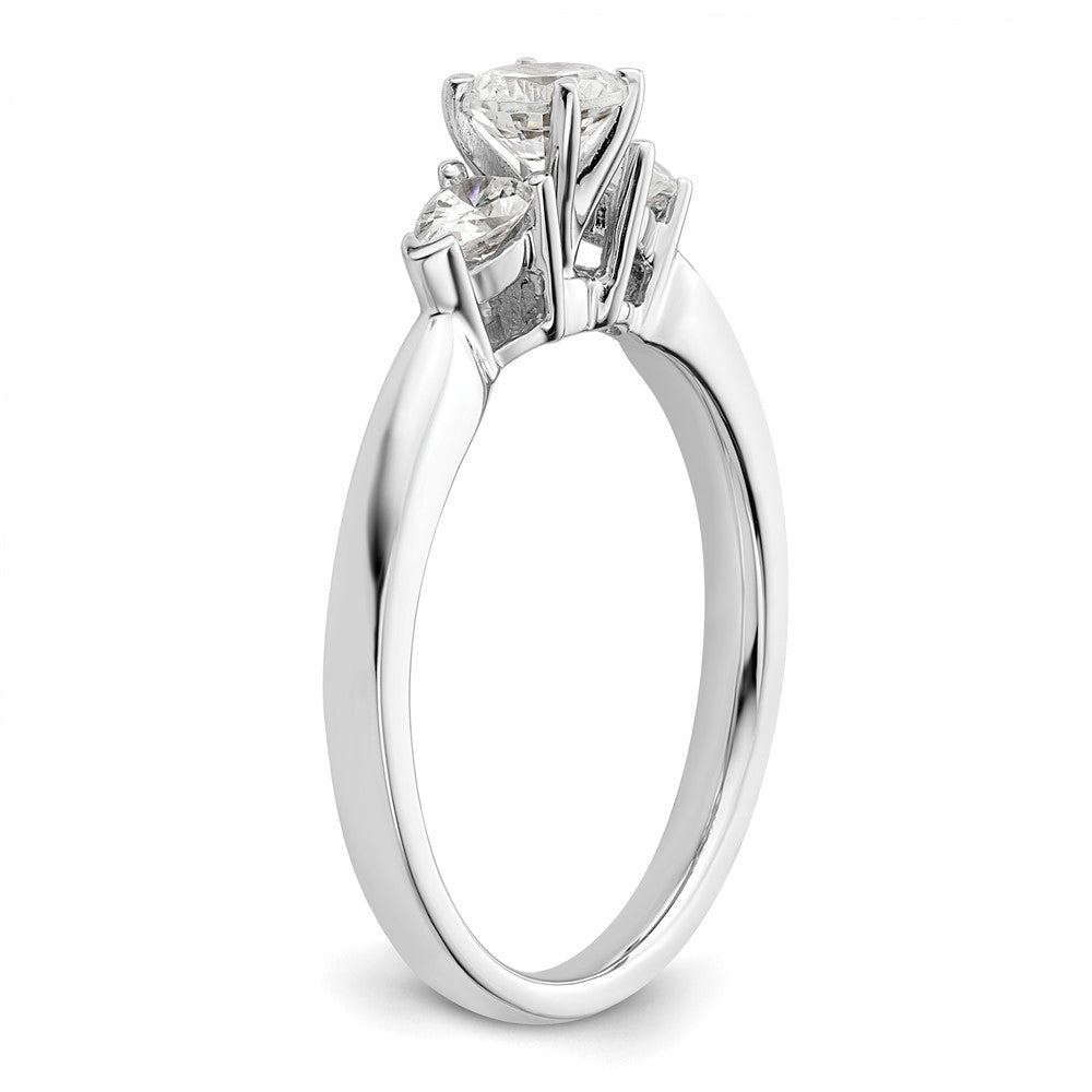 14K White Gold 3 Stone Peg Set Center Pear Diamond Semi Mount Engagement Ring