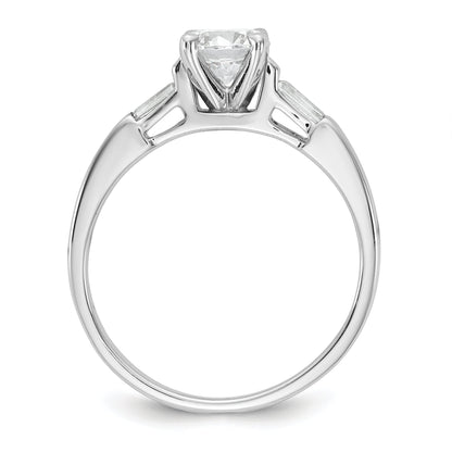 14K White Gold 3 Stone Diamond Peg Set Includes 2 Baquette Side Stones Engagement Ring, No Head