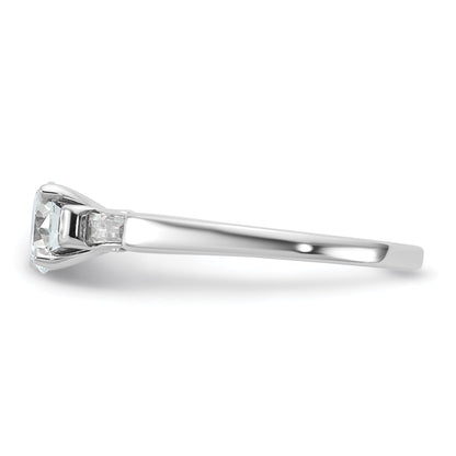 14K White Gold 3 Stone Diamond Peg Set Includes 2 Baquette Side Stones Engagement Ring, No Head