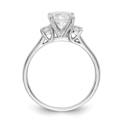 14K White Gold 3 Stone Peg Set Center Semi Mount Diamond Engagement Ring