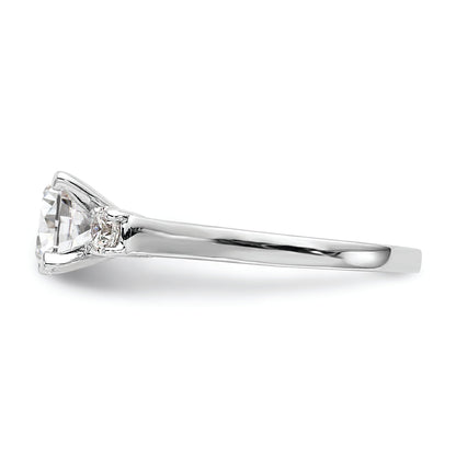 14K White Gold 3 Stone Peg Set Center Semi Mount Diamond Engagement Ring