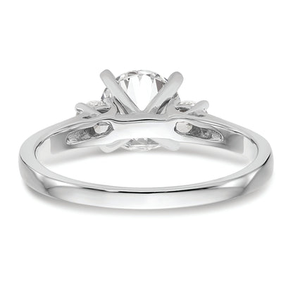 14K White Gold 3 Stone Peg Set Center Semi Mount Diamond Engagement Ring