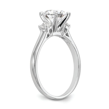 14K White Gold 3 Stone Peg Set Center Semi Mount Diamond Engagement Ring