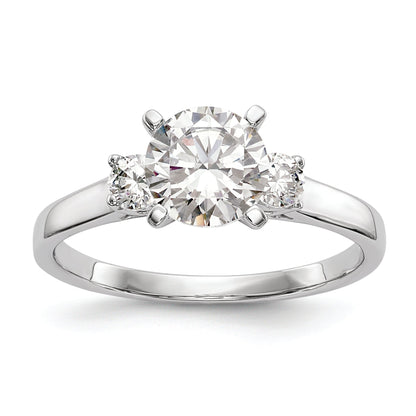 14K White Gold 3 Stone Peg Set Center Semi Mount Diamond Engagement Ring